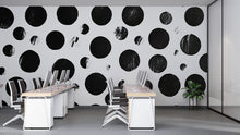 Load image into Gallery viewer, Black &amp; White Distressed Polka Dot 3D Wallpaper – Modern Minimalist Wall Mural – Bold Statement Wall Art for Bedroom, Office, or Living Room