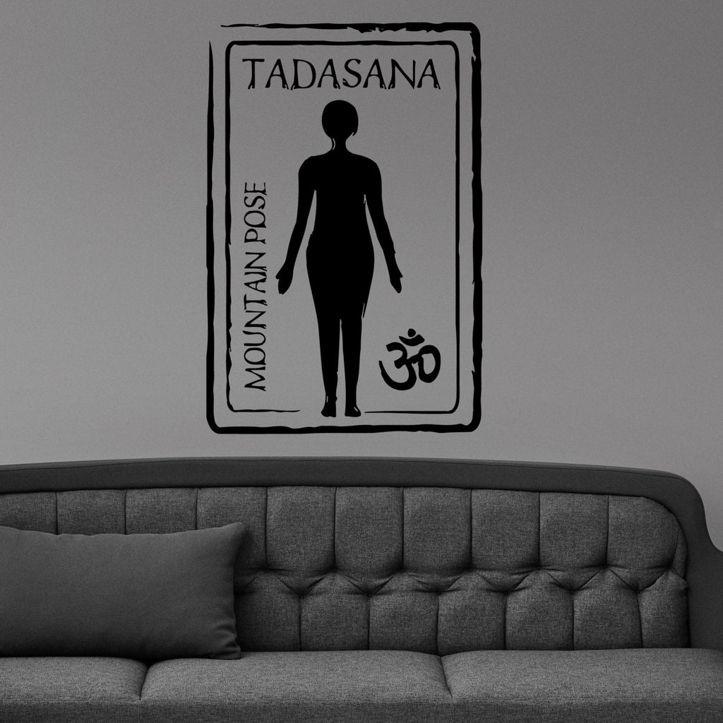 Tadasana Mountain Yoga Pose Om Symbol Wall Sticker Vinyl Mural Decal Home House Art Decor FREE SHIPPING L154