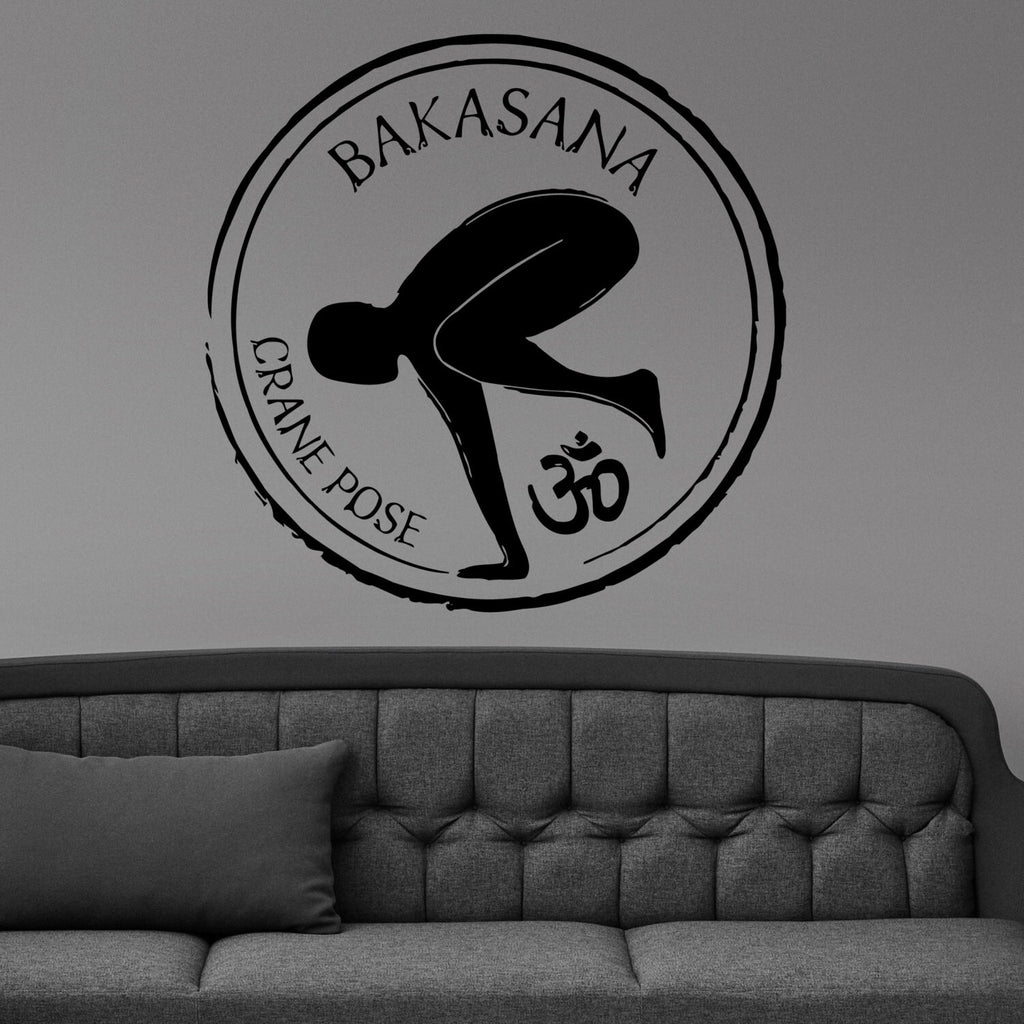 Bakasana Crane Yoga Pose Om Symbol Wall Sticker Vinyl Mural Decal Home House Art Decor FREE SHIPPING L157