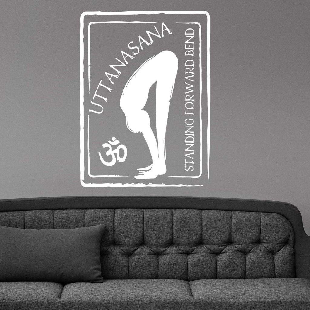 Uttanasana Standing Forward Yoga Pose Om Symbol Wall Sticker Vinyl Mural Decal Home House Art Decor FREE SHIPPING L158