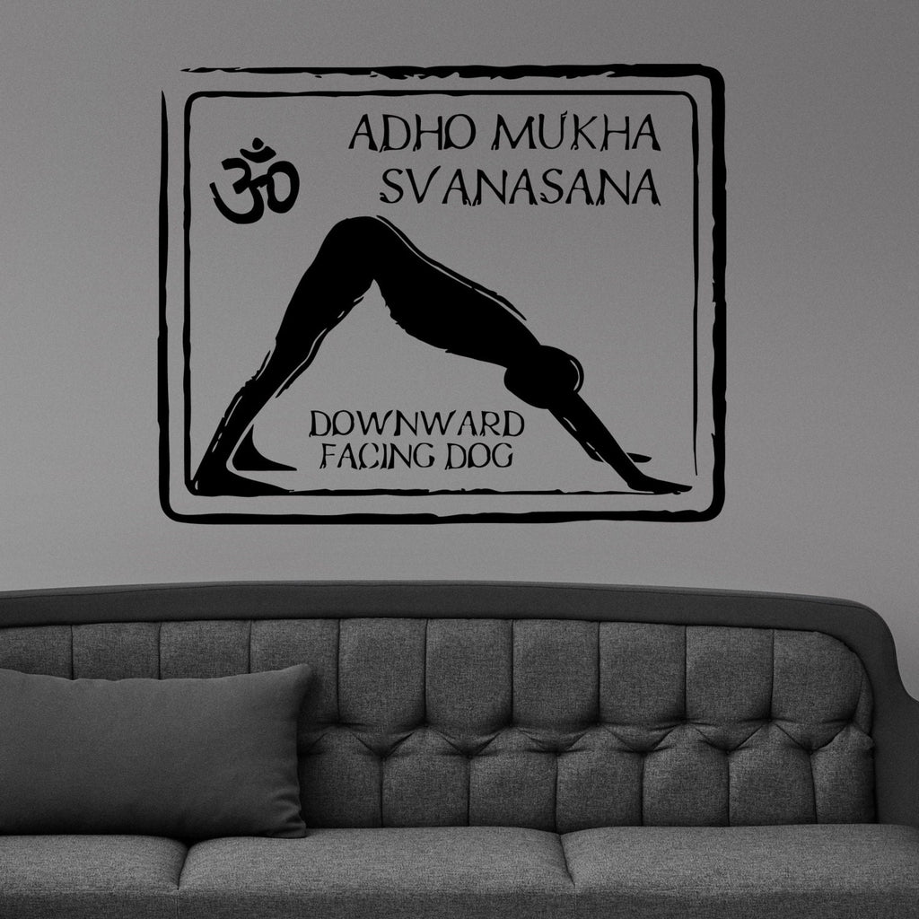 Adho Mukha Svanasana Downward Facing Dog Yoga Pose Om Symbol Wall Sticker Vinyl Mural Decal Home House Art Decor FREE SHIPPING L160