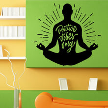 Load image into Gallery viewer, Positive Vibes Only Lotus Yoga Pose Om Meditation Wall Sticker Vinyl Mural Decal Home House Art Decor FREE SHIPPING L162