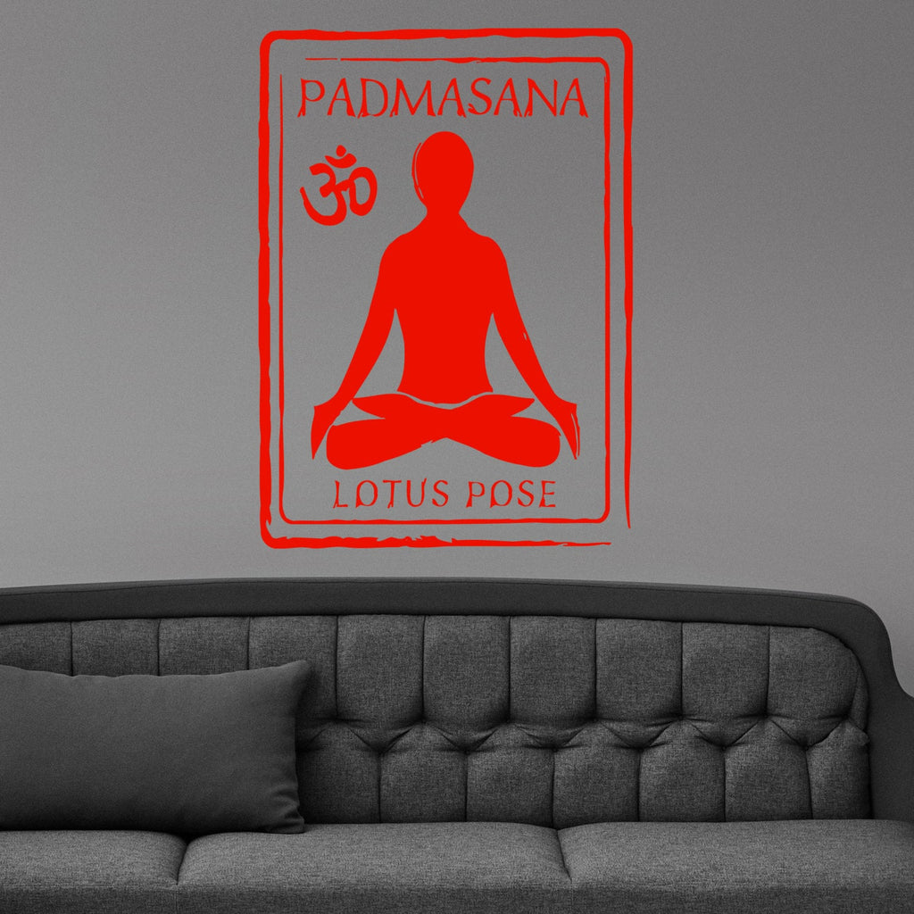 Padmasana Lotus Yoga Pose Om Symbol Wall Sticker Vinyl Mural Decal Home House Art Decor FREE SHIPPING L156