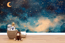 Load image into Gallery viewer, Starry Night Sky Wallpaper For Nursery – Moon And Stars Wall Mural, Gender Neutral Baby Room Decor, Cosmic Night Sky Wall Art, Dreamy Kids