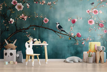 Load image into Gallery viewer, Floral Bird Branch Wallpaper, 3D Nature Wall Mural for Nursery or Living Room, Elegant Cherry Blossom Tree Wall Decor, Stylish Modern