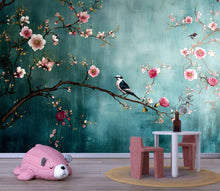 Load image into Gallery viewer, Floral Bird Branch Wallpaper, 3D Nature Wall Mural for Nursery or Living Room, Elegant Cherry Blossom Tree Wall Decor, Stylish Modern