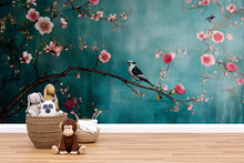 Load image into Gallery viewer, Floral Bird Branch Wallpaper, 3D Nature Wall Mural for Nursery or Living Room, Elegant Cherry Blossom Tree Wall Decor, Stylish Modern