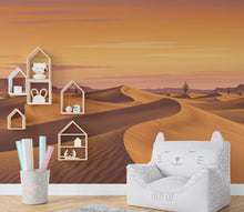Load image into Gallery viewer, Watercolor Desert Sunset Wallpaper Mural – Elegant Warm Toned Dune Landscape with Cactus &amp; Mesas – Terracotta Peach Wall Art Decor 821RS