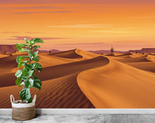 Load image into Gallery viewer, Watercolor Desert Sunset Wallpaper Mural – Elegant Warm Toned Dune Landscape with Cactus &amp; Mesas – Terracotta Peach Wall Art Decor 821RS