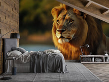 Load image into Gallery viewer, Lion Wall Mural Wallpaper – Majestic 3D Jungle Safari Decor for Living Room, Bedroom, Kids Room – Bold Animal Wall Art, Modern Home Decor