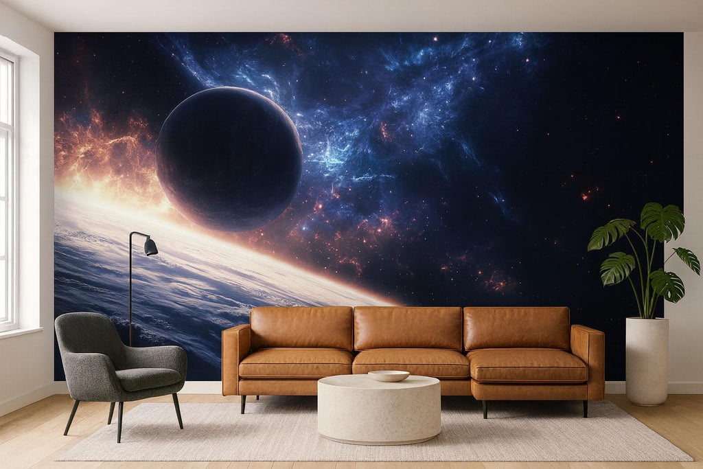 3D Space Galaxy Wallpaper For Living Room Bedroom – Modern Cosmic Wall Mural With Planet & Stars – Bold Astronomical Universe Wall Decor