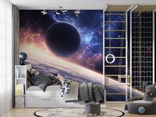Load image into Gallery viewer, 3D Space Galaxy Wallpaper For Living Room Bedroom – Modern Cosmic Wall Mural With Planet &amp; Stars – Bold Astronomical Universe Wall Decor