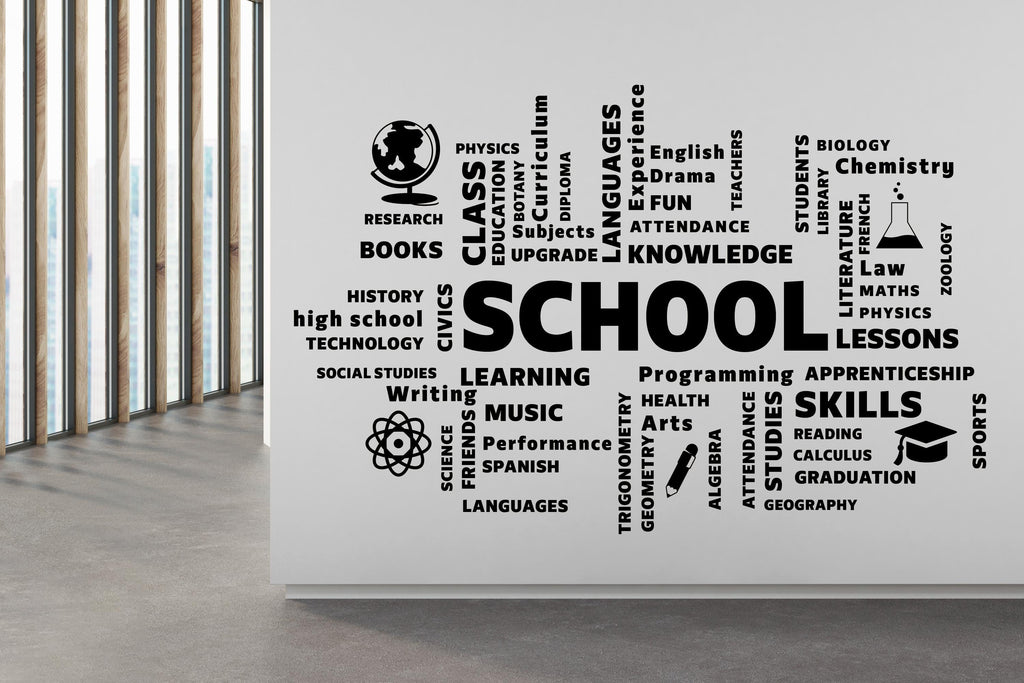 School vinyl wall art decals, School wall decor, library wall decal, education decals, reading room, nurseries, kids gifts decal 853RS