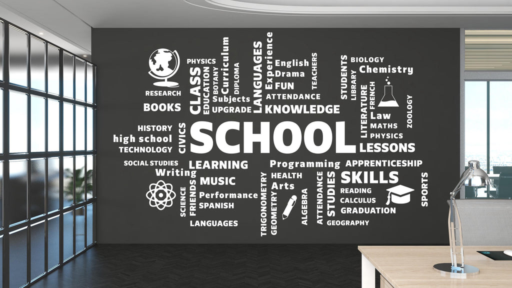 School vinyl wall art decals, School wall decor, library wall decal, education decals, reading room, nurseries, kids gifts decal 853RS