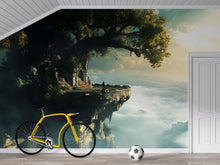 Load image into Gallery viewer, Fantasy Cliff Castle 3D Wallpaper Mural | Magical Tree Over Clouds Wall Art | Boys Girls Bedroom Decor | Enchanted Scenic Wall Covering