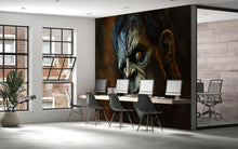 Load image into Gallery viewer, Frankenstein Monster Wallpaper – 3D Halloween Wall Mural with Scary Face Close-Up – Creepy Gothic Bedroom or Horror Decor for Haunted House
