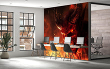 Load image into Gallery viewer, Demon Face 3D Wallpaper – Fiery Hell Wall Mural with Scary Monster for Game Room, Halloween Decor, Gothic Bedroom or Horror Gift – Epic Dark