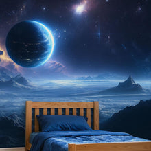 Load image into Gallery viewer, Galaxy Planet 3D Wallpaper For Kids Room | Outer Space Wall Mural | Modern Boys Bedroom Decor | Stylish Cosmic Wall Art | Astronomy Gift