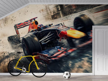 Load image into Gallery viewer, Formula 1 Racing Car 3D Wallpaper For Bedroom Living Room Boys Room Sports Wall Decor Modern Bold Wall Mural Motorsport Car Lover Gift