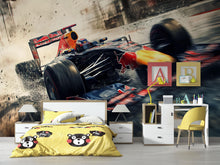 Load image into Gallery viewer, Formula 1 Racing Car 3D Wallpaper For Bedroom Living Room Boys Room Sports Wall Decor Modern Bold Wall Mural Motorsport Car Lover Gift