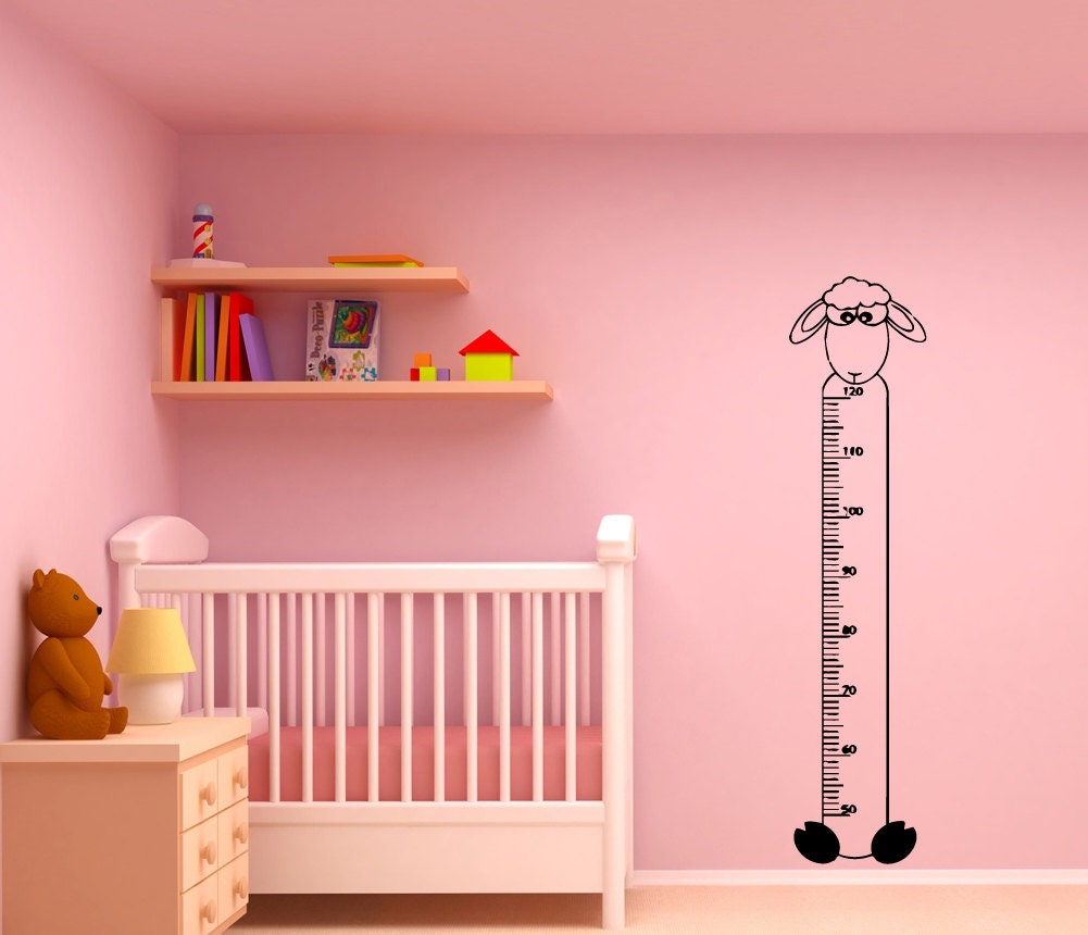Baby Kid Children's Growth Chart Sheep Wall Decals Wall Decal Vinyl Mural Decor FREE SHIPPING L180