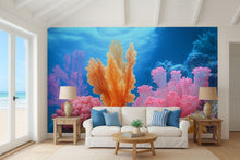 Load image into Gallery viewer, Colorful Coral Reef Wallpaper Underwater Ocean Scene Mural For Beach House Decor | 3D Coastal Nautical Wall Art | Marine Theme