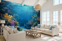 Load image into Gallery viewer, 3D Coral Reef Ocean Path Wallpaper | Underwater Sea Mural For Beach House | Coastal Tropical Wall Art For Living Room | Nautical Decor