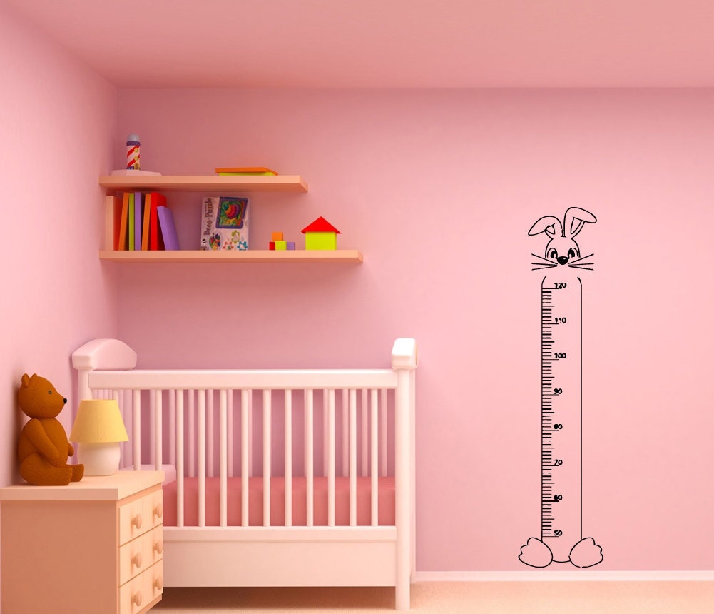 Baby Kid Children's Growth Chart Bunny Rabbit Wall Decals Wall Decal Vinyl Mural Decor FREE SHIPPING L180