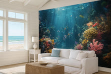 Load image into Gallery viewer, 3D Sunlit Coral Reef Floor Wallpaper | Ocean Underwater Wall Mural For Beach House Decor | Coastal Nautical Wall Art | Tropical Sea