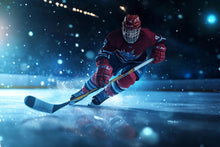 Load image into Gallery viewer, Hockey Player 3D Wallpaper Mural | Modern Sports Wall Decor for Bedroom, Kids Room, Game Room | Bold Ice Hockey Wall Art Gift for Athletes