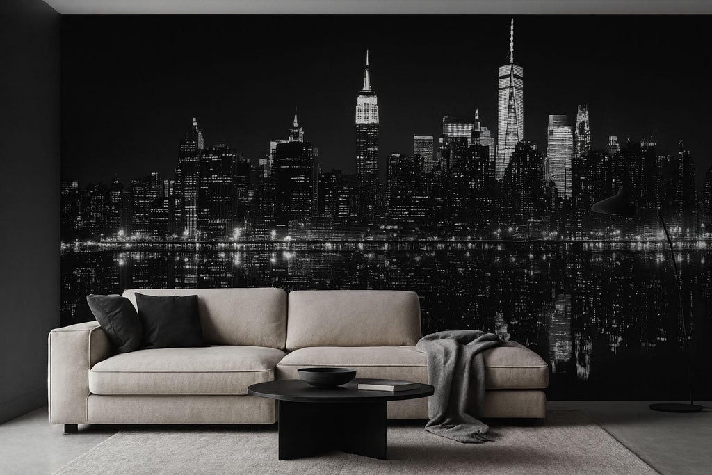 Black And White New York City Skyline Wallpaper – Modern 3D Wall Mural For Living Room, Bedroom, Office, Stylish Urban Wall Decor