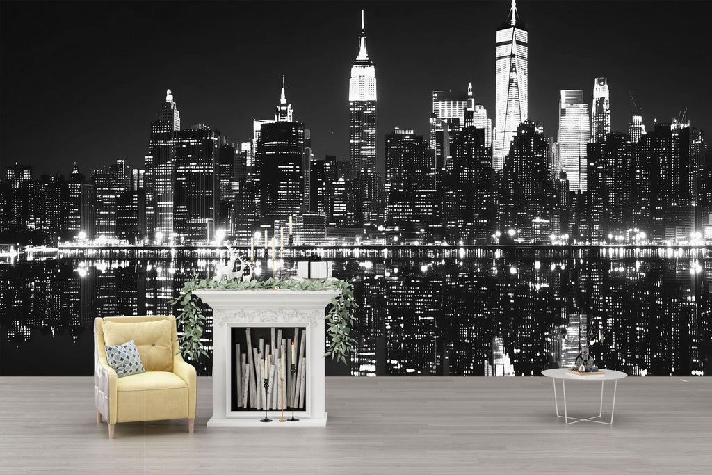 Black And White New York City Skyline Wallpaper – Modern 3D Wall Mural For Living Room, Bedroom, Office, Stylish Urban Wall Decor