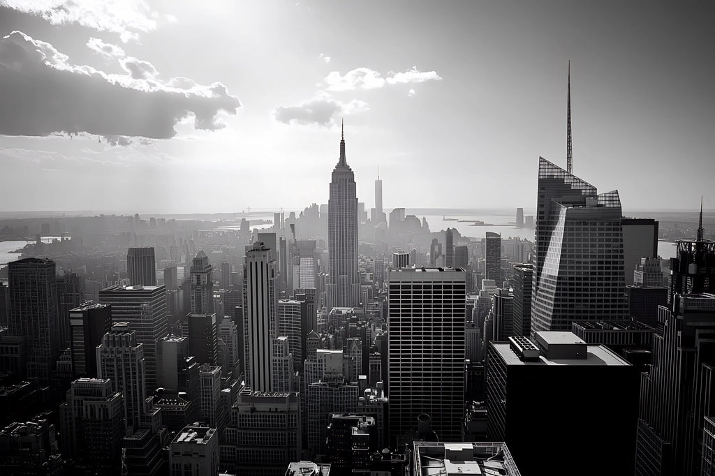 Black And White New York City Skyline Wallpaper – Modern Office Wall Mural, 3D Cityscape Wall Decor, Empire State Building Urban City Wall