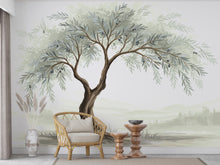 Load image into Gallery viewer, Watercolor Olive Tree Mural Wallpaper – Elegant Hand-Painted Botanical Wall Art, Tranquil Nature-Inspired Wall Décor for Bedroom Spa 824RS
