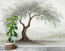 Load image into Gallery viewer, Watercolor Olive Tree Mural Wallpaper – Elegant Hand-Painted Botanical Wall Art, Tranquil Nature-Inspired Wall Décor for Bedroom Spa 824RS