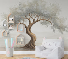 Load image into Gallery viewer, Watercolor Olive Tree Mural Wallpaper – Elegant Hand-Painted Botanical Wall Art, Tranquil Nature-Inspired Wall Décor for Bedroom Spa 825RS
