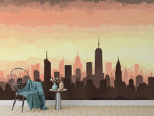 Load image into Gallery viewer, City Skyline Minimalist Wallpaper – Modern Watercolor Mural for Office or Loft Decor, Neutral Urban Landscape wall art 828RS