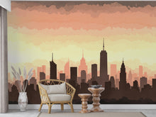 Load image into Gallery viewer, City Skyline Minimalist Wallpaper – Modern Watercolor Mural for Office or Loft Decor, Neutral Urban Landscape wall art 828RS