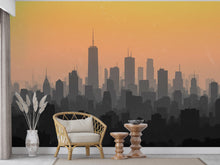 Load image into Gallery viewer, City Skyline Minimalist Wallpaper – Modern Watercolor Mural for Office or Loft Decor, Neutral Urban Landscape wall art 829RS