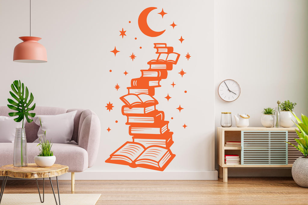 Books wall decals Stars wall art decals School wall decor, library decal, education decals, reading room, nurseries, kids gifts decal 830RS
