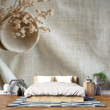 Load image into Gallery viewer, Neutral Textured Wallpaper | Minimalist Linen Look Wall Mural | 3D Fabric Weave Wallpaper For Modern, Japandi, Coastal Or Boho Decor