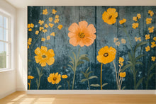 Load image into Gallery viewer, Bold Yellow Floral Wallpaper | 3D Wildflower Botanical Mural | Cottagecore Wall Art For Beach House, Rustic Room Or Gift | Modern Vintage