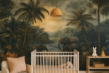 Load image into Gallery viewer, Safari Elephant Wallpaper Mural For Kids Room | Jungle Themed Nursery Wall Decor | 3D Tropical Forest Wallpaper | Stylish Wildlife Gift
