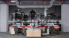 Load image into Gallery viewer, New York City Skyline Wallpaper Black And White Office Wall Mural Modern Cityscape Night View Removable Peel And Stick Large Wall Decor