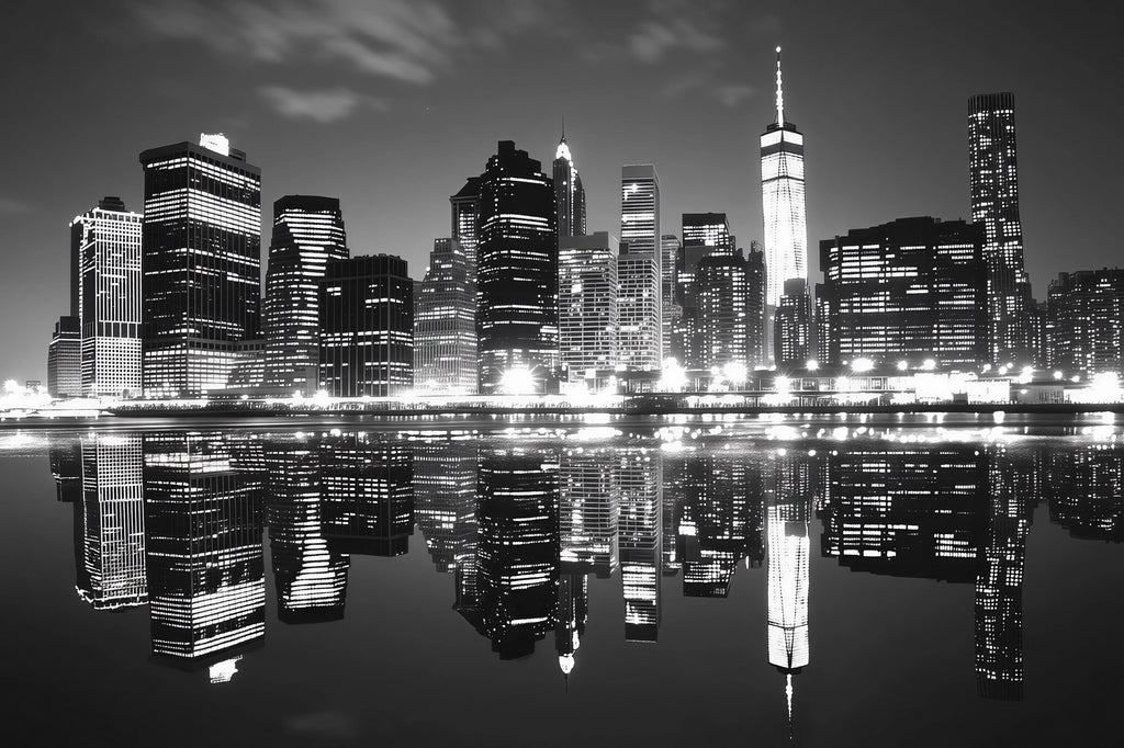 New York City Skyline Wallpaper Black And White Office Wall Mural Modern Cityscape Night View Removable Peel And Stick Large Wall Decor