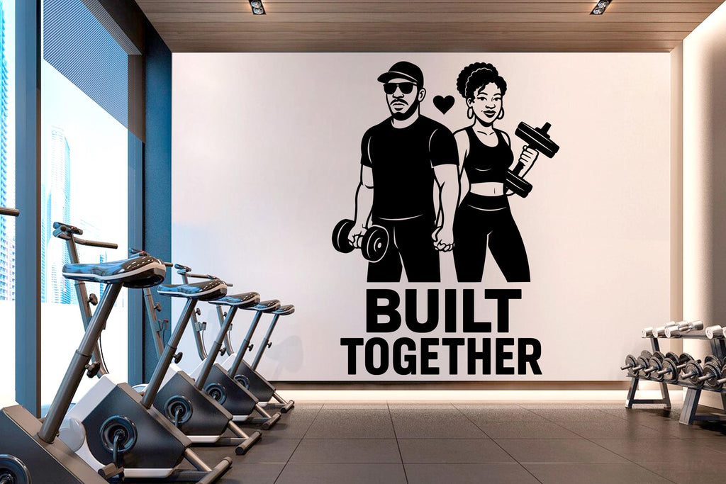 Couple Afro Gym Wall Decal Fitness Wall Art Decor Crossfit Wall Decal Crossfit Gift Home Gym Wall Sticker Motivational Wall Decal 833RS