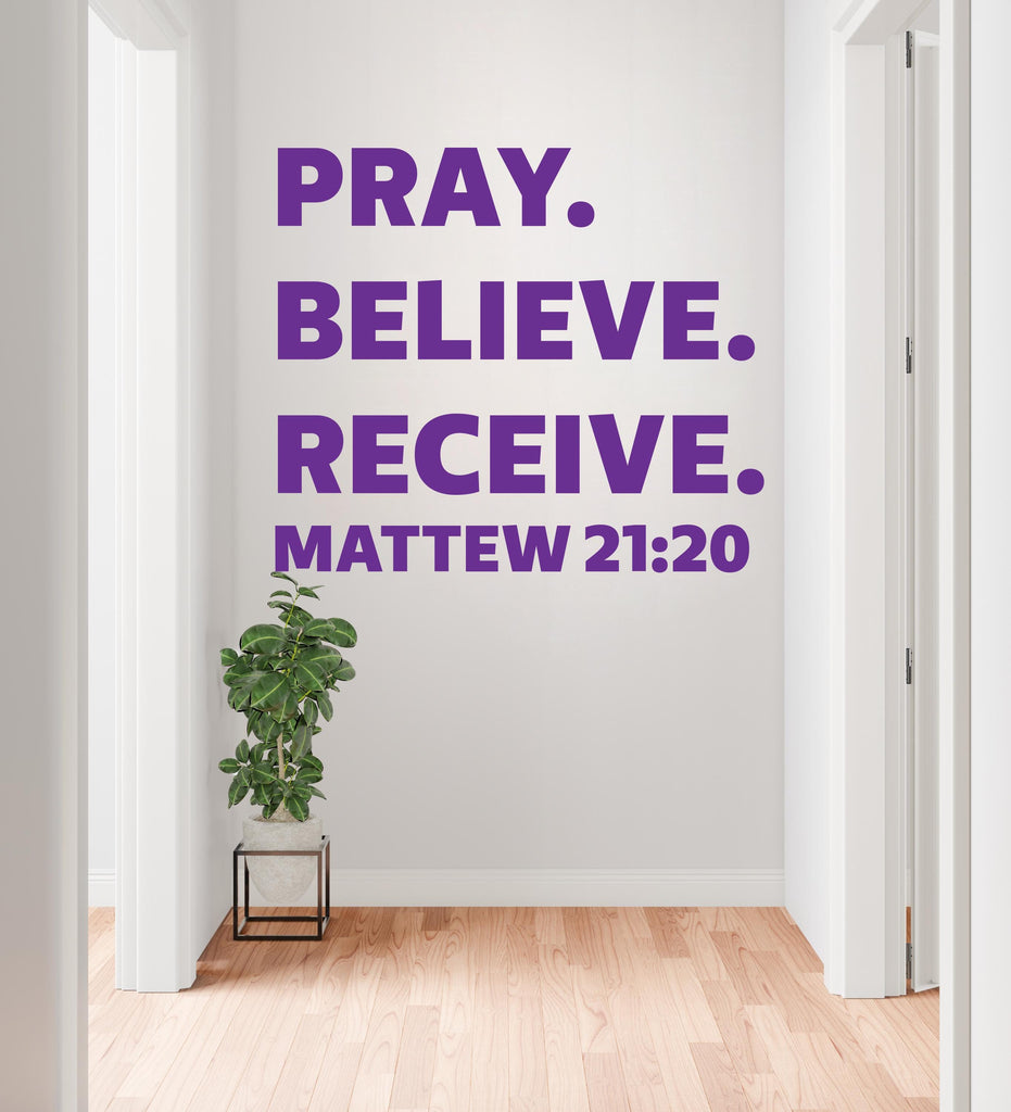 Pray, Believe, Recieve, Religious Wall Sign, Christian Wall Words, Church Sanctuary Wall Art, Church Wall Decor, Religious Wall Art 836RS