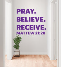 Load image into Gallery viewer, Pray, Believe, Recieve, Religious Wall Sign, Christian Wall Words, Church Sanctuary Wall Art, Church Wall Decor, Religious Wall Art 836RS