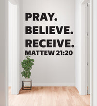 Load image into Gallery viewer, Pray, Believe, Recieve, Religious Wall Sign, Christian Wall Words, Church Sanctuary Wall Art, Church Wall Decor, Religious Wall Art 836RS