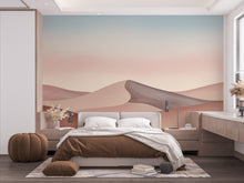 Load image into Gallery viewer, Desert Watercolor Sunset Wallpaper Mural – Elegant Warm Toned Dune Landscape with Cactus &amp; Mesas – Terracotta Peach Wall Art Decor 859RS